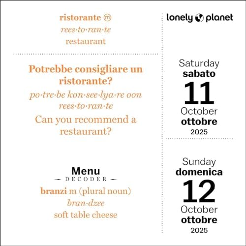 Lonely Planet: Italian Phrasebook 2025 Day-to-Day Calendar - Image 5