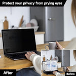 Side profile showing the ultra thin privacy film allowing perfect laptop closure without gaps