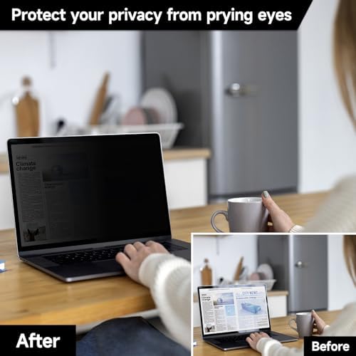 Side profile showing the ultra thin privacy film allowing perfect laptop closure without gaps