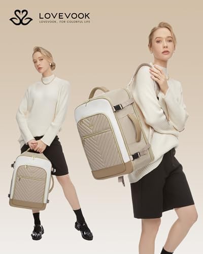 LOVEVOOK 40L airline approved travel bag opened flat at 180 degrees demonstrating TSA friendly laptop compartment