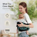 Shiaon toddler hip carrier being used by a parent for side carrying position.