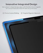 Close up of L-shaped magnetic strips on MacBook Air bezel
