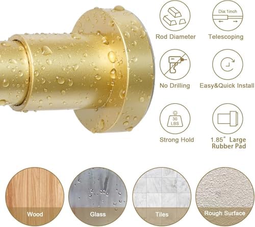 YNL gold curtain rod holding curtain in shower