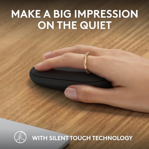 Logitech ergonomic slim mouse lifestyle setup alongside a laptop and tablet.