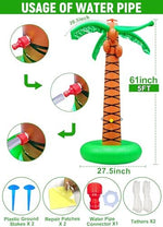 Close up view of the stable weighted base structure of the AMENON coconut tree sprinkler toy