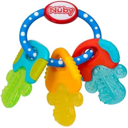 Nuby teething keys being held by baby hands