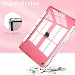 Feams protective folio case folded into an ergonomic horizontal stand for media viewing.