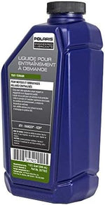 Back label view of the all-season formula central clutch fluid detailing specifications.