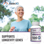 Back label of Maac10 Trans Resveratrol with nutritional information