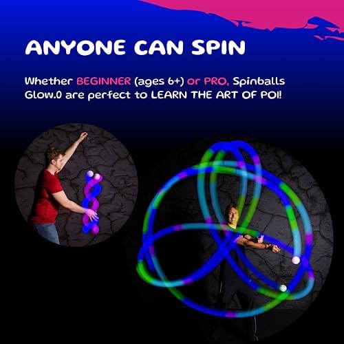 Spin Balls Glow LED Poi showing the integrated micro USB charging port on the lightweight foam ball surface.