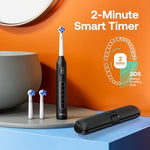 Close up of the two minute smart timer functionality on the Bitvae R1 toothbrush