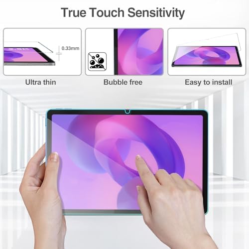 Close up of 9H hardness tempered glass applied to Lenovo tablet