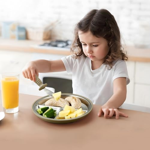 PandaEar stainless steel toddler plates with suction base