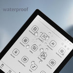 Close up of anti-glare screen protector on Boox e-reader