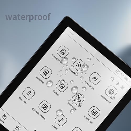 Close up of anti-glare screen protector on Boox e-reader