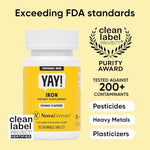 NovaFerrum Yay 18 mg iron chewable tablets orange flavor supplement label