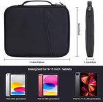 Cayeelu protective travel tablet sleeve bag open view displaying internal padded compartment and mesh accessory pockets
