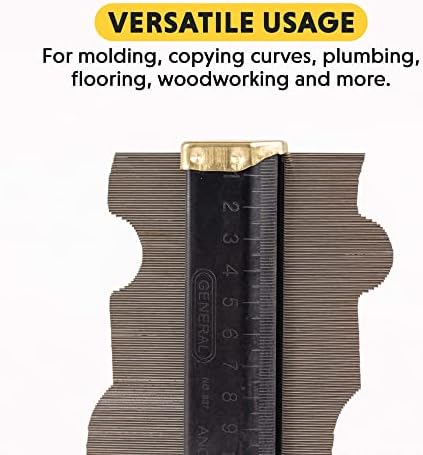 Contour gauge measuring profile against a pipe