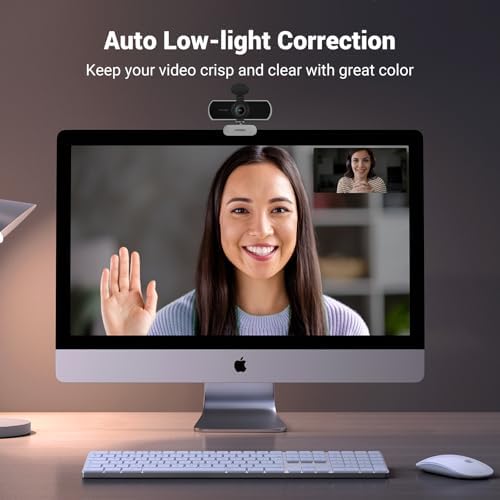 UGREEN USB camera highlighting the dual noise-canceling microphones on the front panel