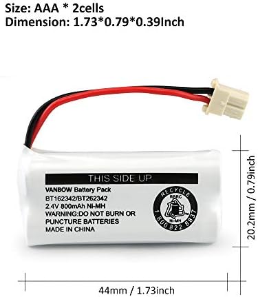 VANBOW 2.4V Ni-MH battery replacement kit displaying the attached 5264 plug connector.