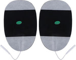 CPR training supplies showing AED pads applied to a simulation manikin.