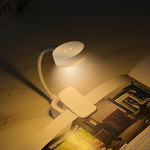 Side profile of Glocusent eye caring light used on a bedside table