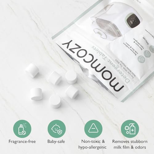 Top view of 120 Momcozy detergent tablets for bottle washer