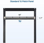Cable Matters Cat6A STP network coupler panel mounted inside an IT server rack