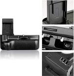 BM Premium DSLR battery pack replacement showing non-slip rubberized texture grip profile