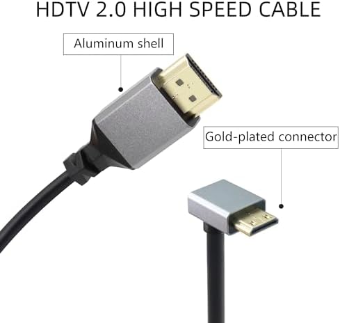 Gold plated mini HDMI to standard HDMI connector pins close up view