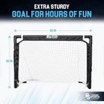 Close up view of the durable plastic frame on the Premier Sports knee hockey goal.