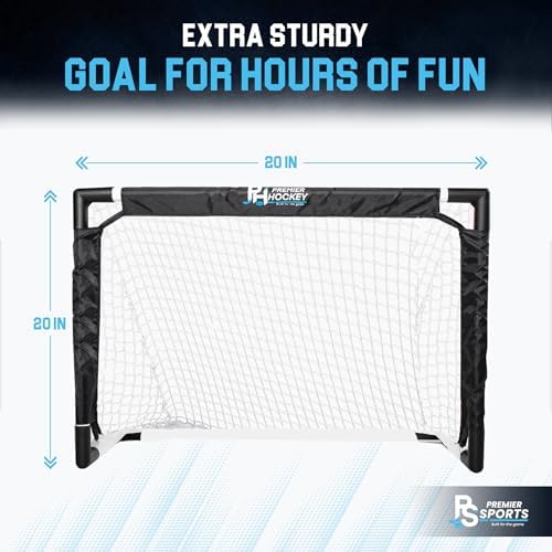 Close up view of the durable plastic frame on the Premier Sports knee hockey goal.