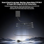 F1TP USB continuous power supply cable adapter highlighting the camera battery compartment connection tip.