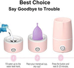 Mottery automatic menstrual cup cleaner with measuring cup and travel bag