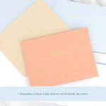 Elyn wedding guest book displayed on a table setting