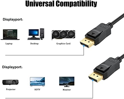 Ten pack of black male to male DisplayPort cords for multiple monitor workstation setups