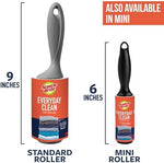 Portable Scotch-Brite lint rollers for car and office wardrobe maintenance.
