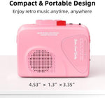 Mersoco pink cassette player close up view focusing on the detachable belt clip attachment.