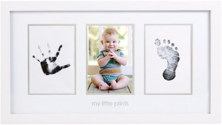 Pearhead babyprints white wooden frame hanging as elegant nursery wall decor decoration