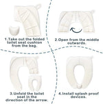 Deeki travel potty seat being packed easily into a compact diaper bag