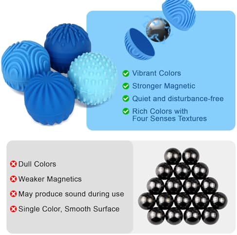 Compact portable stress relief balls next to a smartphone showing relative product dimensions