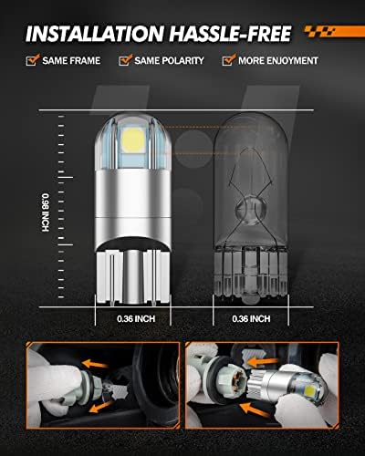 Side profile of Sealight T10 168 W5W LED bulb replacement