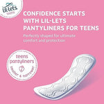 Lil-Lets petite and slim pantyliners for teenagers showing thin absorbent design.