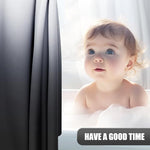 Weighted hem design on OLANLY black and silver ombre shower drape