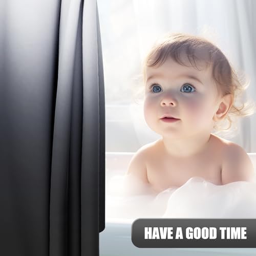 Weighted hem design on OLANLY black and silver ombre shower drape