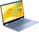 Back cover design of the sky blue HP 2-in-1 Chromebook.