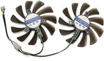 CCTVA GPU cooler fan showing the rear side with model number labels and the four-pin power connector wire