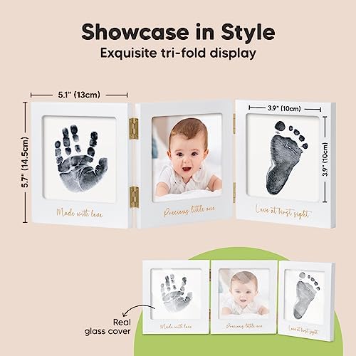 KeaBabies newborn keepsake nursery frame styled on a shelf with baby milestones.