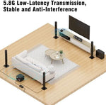 Nodelay high power surround sound wireless receiver unit highlighting the built-in volume adjustment knob