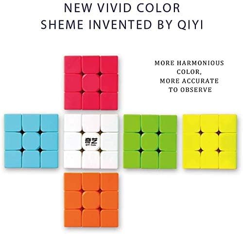 QiYi Toys three by three speed cube with center cap removed to display the adjustable tension screw.